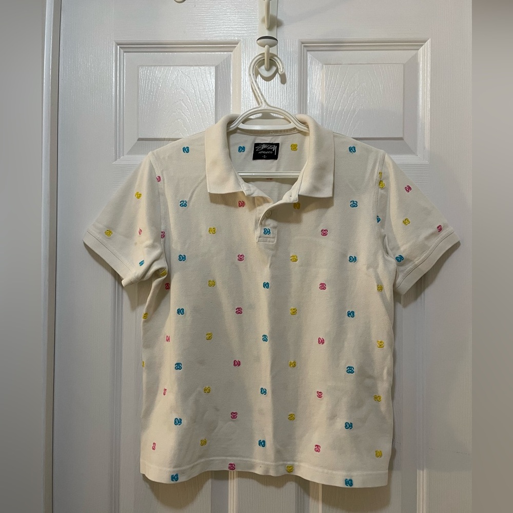 Stussy double S embroidered polo shirt